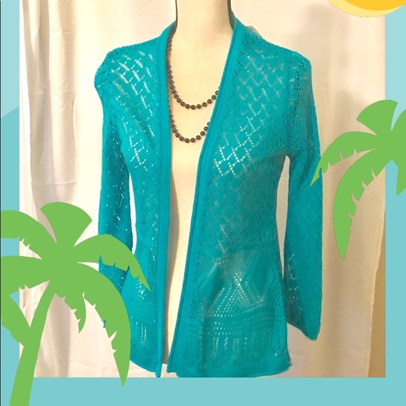 Valerie Stevens Sweaters - Aqua Open weave sweater